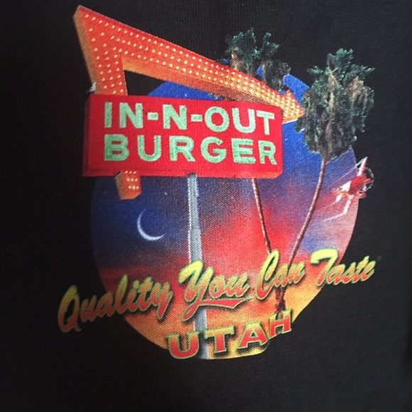 IN-N-OUT BURGER RESTAURANT BLACK T-SHIRT TOP - Picture 7 of 8